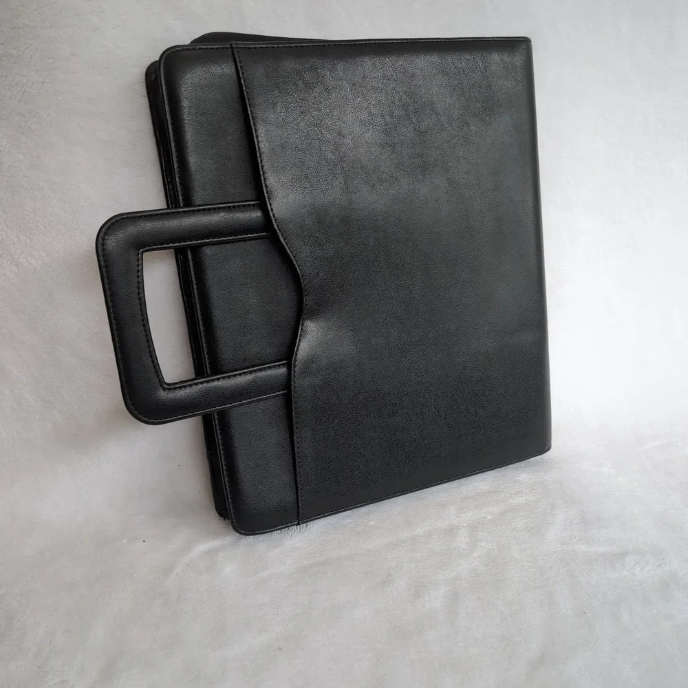 Vintage 90s Day-Timer Black Zip Portfolio Briefcase Executive Organizer Handle